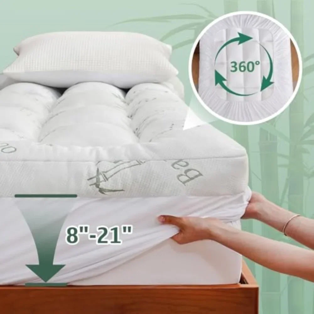 DOWNCOOL 3 Inch Full Mattress Topper Cooling Memory Foam Mattress Topper for Bac